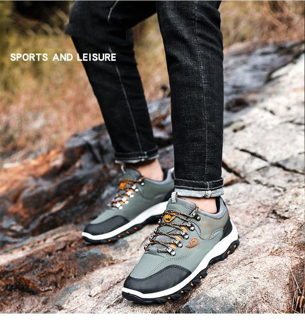 Men Sports Casual Wearable Hiking Sneakers Male Non-slip Running Quality Leather Shoes