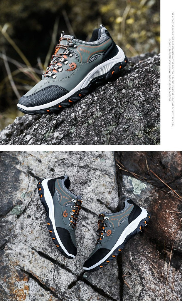 Men Sports Casual Wearable Hiking Sneakers Male Non-slip Running Quality Leather Shoes
