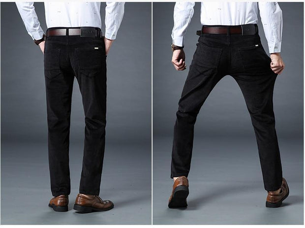 Winter Fashion Men Jeans Slim Fit Thick Warm Corduroy Pants Fleece Trousers  Casual Business Style Long Pants