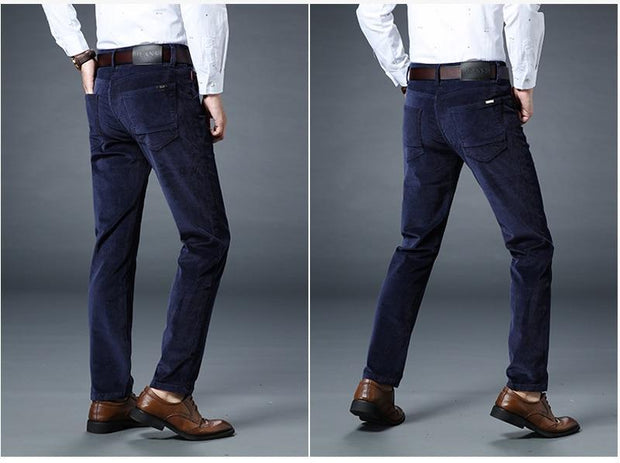 Winter Fashion Men Jeans Slim Fit Thick Warm Corduroy Pants Fleece Trousers  Casual Business Style Long Pants