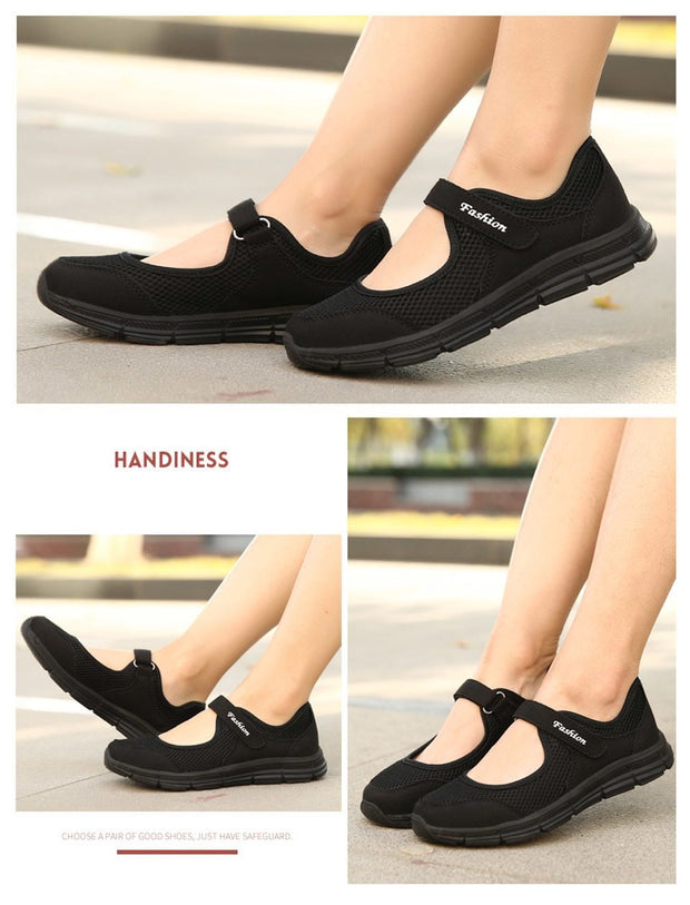 Women's Mesh Fabric Breathable Gray Casual Comfortable Flats Shoes