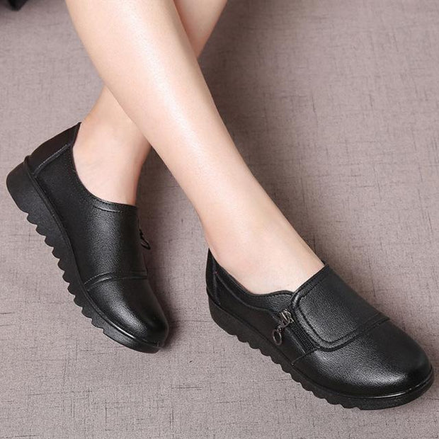 Women Leather Slip on Loafers Anti Slip Moccasins Ladies Flats Shoes